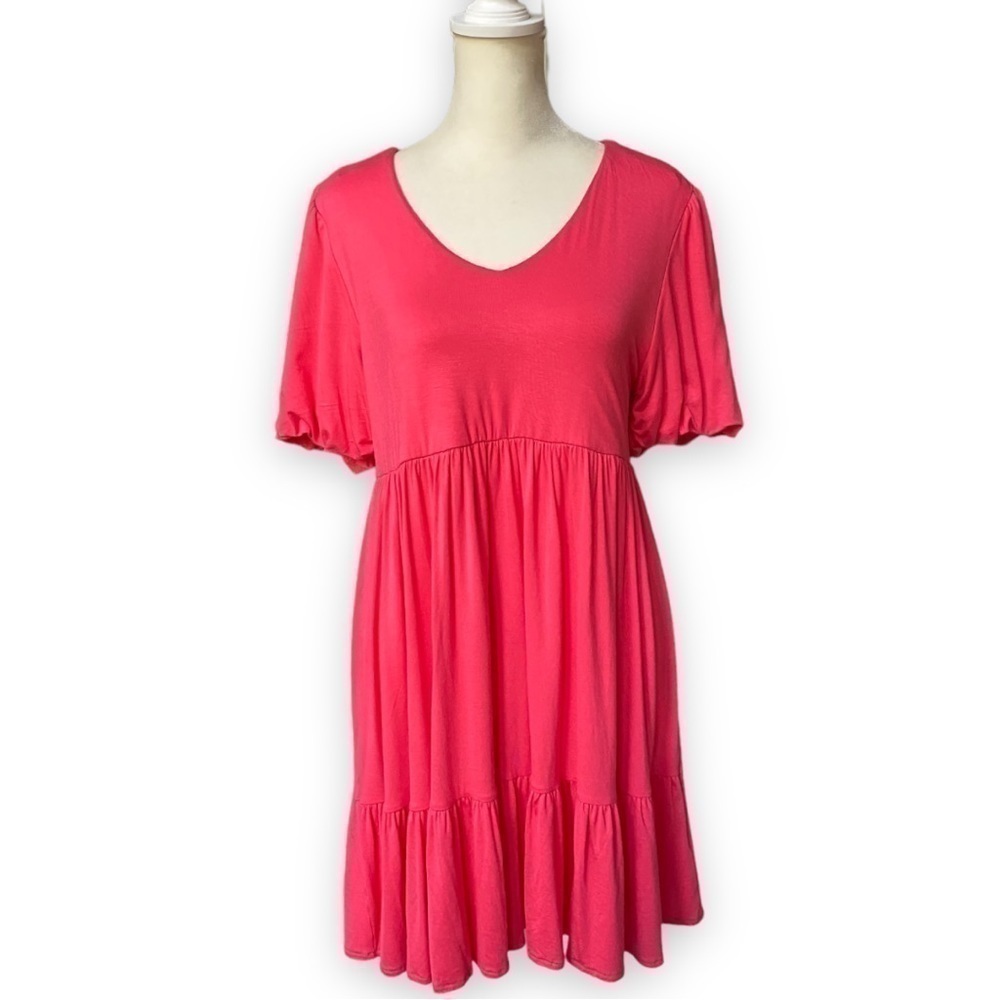 New ALTAR’D State Sarsha Coral Short Sleeve Tiered Jersey Dress | Size Small